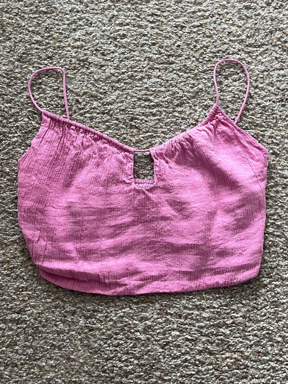 Zara Pink Textured Spaghetti-Strap Crop Top